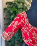 pure silk hand embroidery bridal blouse/ maggam blouse/red bridal zardosi blouse/red hand embroidered blouse/heavy embroidery wedding blouse