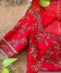 pure silk hand embroidery bridal blouse/ maggam blouse/red bridal zardosi blouse/red hand embroidered blouse/heavy embroidery wedding blouse