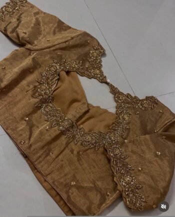 pure silk gold hand work blouse /gold stripes  maggam blouse /pure tissue silk zardosi blouse / hand embroidered blouse /ready made blouse