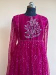 pink bandhani Anarkali/pink anarkali suit set/pure silk anarkali dress USA /designer Indian long gown/womens long gown/pink bandhani kurta