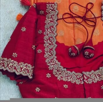 pure silk hand embroidery bridal blouse/ maggam blouse/red simple zardosi blouse/red hand embroidered blouse/heavy embroidery wedding blouse