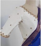 Cream Raw Silk Saree Blouse: Hand Embroidered Zardosi Maggam