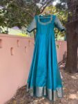 Anarkali usa/blue anarkali kurta/pure Handloom big border dress/soft silk anarkali/saree dresses/narayanpet kanchi handloom dress/blue dress
