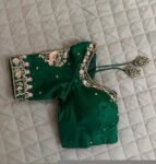 pure silk hand embroidery blouse/saree maggam blouse/green zardosi blouse usa/hand embroidered moderblouse/green ready made blouse zardosi