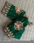 pure silk hand embroidery blouse/saree maggam blouse/green zardosi blouse usa/hand embroidered moderblouse/green ready made blouse zardosi