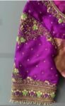 pure silk hand embroidery blouse/saree maggam blouse/purple zardosi blouse/hand embroidered blouse /magenta pink ready made blouse zardosi
