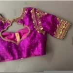 pure silk hand embroidery blouse/saree maggam blouse/purple zardosi blouse/hand embroidered blouse /magenta pink ready made blouse zardosi