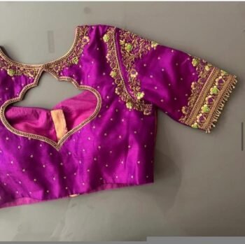 pure silk hand embroidery blouse/saree maggam blouse/purple zardosi blouse/hand embroidered blouse /magenta pink ready made blouse zardosi