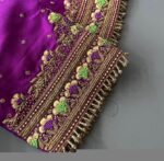 pure silk hand embroidery blouse/saree maggam blouse/purple zardosi blouse/hand embroidered blouse /magenta pink ready made blouse zardosi