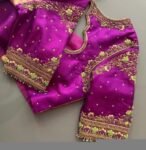 pure silk hand embroidery blouse/saree maggam blouse/purple zardosi blouse/hand embroidered blouse /magenta pink ready made blouse zardosi