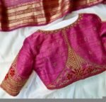 Pink pure silk hand embroidery blouse/readymade maggam blouse/pink saree blouse/ hand embroidered blouse /ready made handmade blouse zardosi