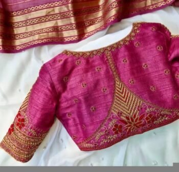 Pink pure silk hand embroidery blouse/readymade maggam blouse/pink saree blouse/ hand embroidered blouse /ready made handmade blouse zardosi