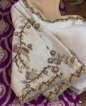 pure silk hand embroidery blouse/cream saree maggam blouse/raw silk zardosi blouse/hand embroidered blouse/cream ready made blouse zardosi