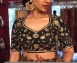 pure silk hand embroidery blouse/modern saree maggam blouse/black zardosi blouse/wedding hand embroidered blouse/black ready made blouse usa