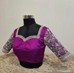 pure silk hand embroidery blouse/magenta pink maggam blouse/purple zardosi blouse/wedding hand embroidered blouse/bridal ready made blouse