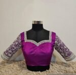 pure silk hand embroidery blouse/magenta pink maggam blouse/purple zardosi blouse/wedding hand embroidered blouse/bridal ready made blouse