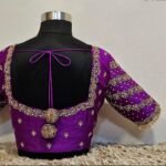 pure silk hand embroidery blouse/purple heavy maggam blouse/purple zardosi blouse/wedding hand embroidered blouse/bridal ready made blouse