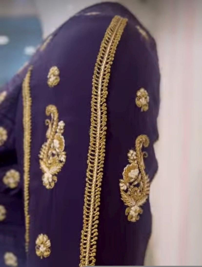Purple hand embroidery blouse/saree maggam blouse/pure silk zardosi blouse/purple hand embroidered blouse/purple maggam full sleeve blouse