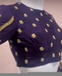 Purple hand embroidery blouse/saree maggam blouse/pure silk zardosi blouse/purple hand embroidered blouse/purple maggam full sleeve blouse