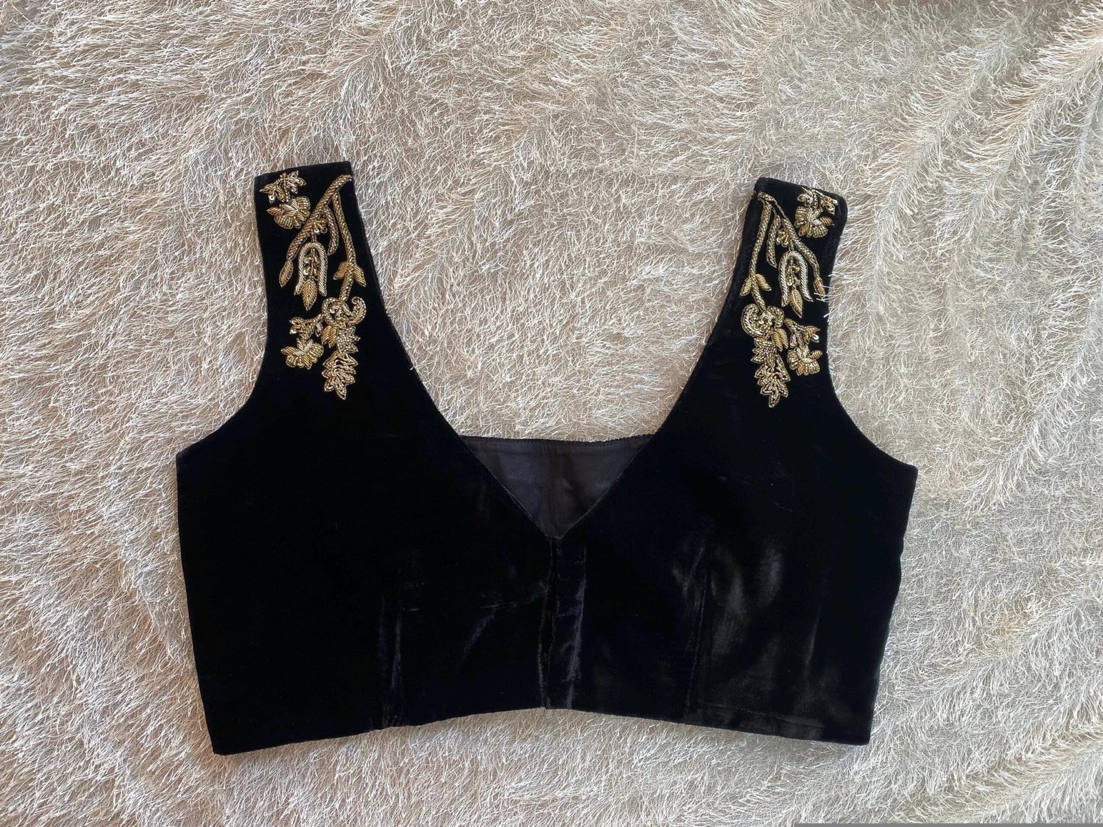 pure silk hand embroidery blouse/velvet saree maggam blouse/black zardosi blouse/hand embroidered moderblouse/black velvet sleeveless blouse