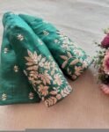 pure silk hand embroidery blouse/saree maggam blouse/green zardosi blouse usa/hand embroidered moderblouse/green ready made blouse zardosi