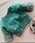 pure silk hand embroidery blouse/saree maggam blouse/green zardosi blouse usa/hand embroidered moderblouse/green ready made blouse zardosi