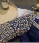 Navy blue silk hand embroidery blouse/blue saree maggam blouse/navy blue saree blouse/hand embroidered blouse/blue ready made blouse zardosi