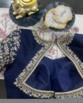 Navy blue silk hand embroidery blouse/blue saree maggam blouse/navy blue saree blouse/hand embroidered blouse/blue ready made blouse zardosi
