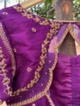 pure silk hand embroidery blouse/modern saree maggam blouse/purple zardosi blouse/wedding hand embroidered blouse/bridal ready made blouse