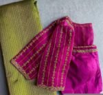 pure silk hand embroidery blouse/saree maggam blouse/purple zardosi blouse/hand embroidered blouse /magenta pink ready made blouse zardosi