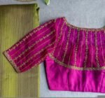 pure silk hand embroidery blouse/saree maggam blouse/purple zardosi blouse/hand embroidered blouse /magenta pink ready made blouse zardosi