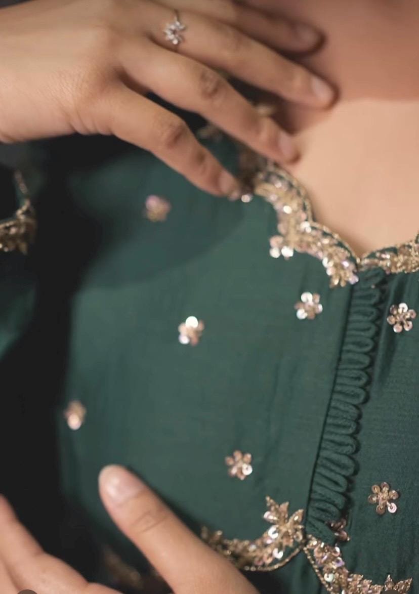 Hand embroidered green Anarkali/festive anarkali suit with dupatta/ green designer anarkali gown USA/green anarkali/Zardosi hand work dress