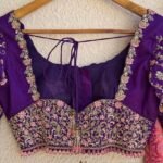 Purple Silk Saree Blouse: Hand Embroidered Zardosi Bridal Top
