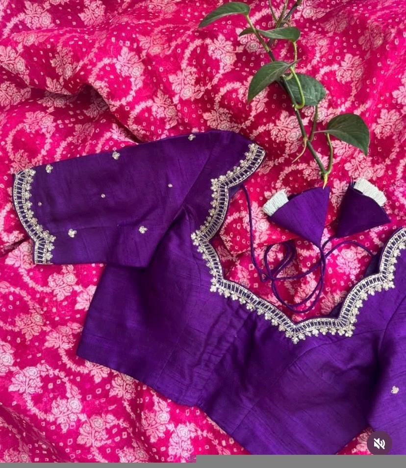 pure silk hand embroidery blouse/ saree maggam blouse/purple zardosi blouse usa/hand embroidered moderblouse/ ready made blouse zardosi usa