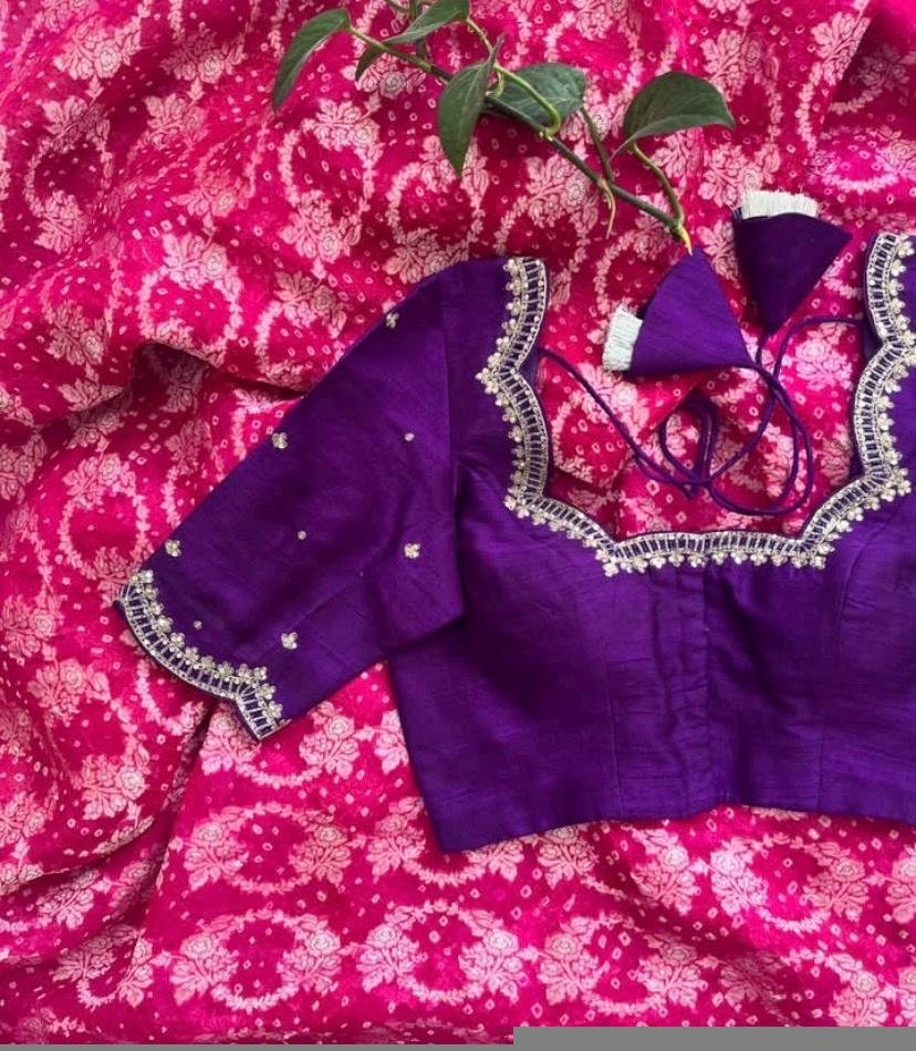 pure silk hand embroidery blouse/ saree maggam blouse/purple zardosi blouse usa/hand embroidered moderblouse/ ready made blouse zardosi usa