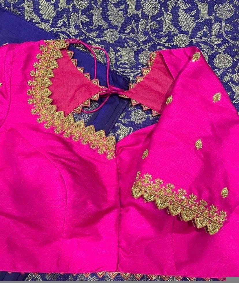 pure silk red hand embroidery blouse/saree maggam blouse/raw silk zardosi blouse/pink hand embroidered blouse/ready made blouse zardosi