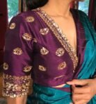 pure silk hand embroidery blouse/saree maggam blouse/dark pink zardosi blouse/hand embroidered blouse/plum color  ready made blouse zardosi