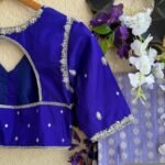 Navy blue silk hand embroidery blouse/blue saree maggam work blouse/blue saree blouse/hand embroidered blouse/blue ready made blouse zardosi