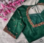 pure silk hand embroidery blouse/saree maggam blouse/green zardosi blouse/hand embroidered blouse/dark green ready made blouse zardosi usa