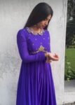 Hand embroidered Anarkali dress/purple anarkali suit set/purple hand work anarkali USA/Indian dresses/purple full sleeves embroidered Anarka