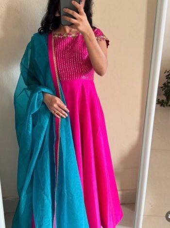 Hand embroidered pink Kurta with dupatta/straight kurta suit set /pink kurta with dupatta USA/Indian dresses/pink suit set with dupatta set