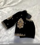 pure velvet hand embroidery blouse /modern saree maggam blouse/black zardosi blouse / hand embroidered blouse/black velvet ready made blouse