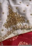 pure silk hand embroidery blouse/cream saree maggam blouse/raw silk zardosi blouse/hand embroidered blouse/cream ready made blouse zardosi