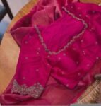 pure silk hand embroidery blouse/saree maggam blouse/hot pink zardosi blouse/hand embroidered blouse /magenta pink ready made blouse zardosi