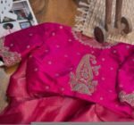 pure silk hand embroidery blouse/saree maggam blouse/hot pink zardosi blouse/hand embroidered blouse /magenta pink ready made blouse zardosi