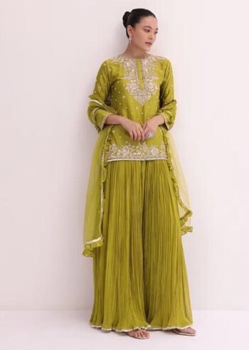 Women’s Sharara set/teens sharara/Indian kurta with skirt USA/teens kids green sharara Polazzo/mehendi green kurta sharara/mehendi outfit