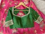 pure silk hand embroidery blouse/saree maggam blouse/green zardosi blouse/hand embroidered moderblouse/green ready made blouse zardosi usa