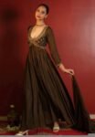 Hand embroidered green Anarkali/festive anarkali suit with dupatta/green designer anarkali gown USA/green anarkali/Zardosi hand work dress