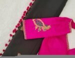 Pink pure silk hand embroidery blouse/readymade maggam blouse/pink saree blouse/ hand embroidered blouse /ready made handmade blouse zardosi