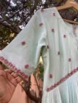 Anarkali with floral dupatta/anarkali suit set/ice blue anarkali/summer anarkali dupatta USA/floral embroidery dupatta/ Indian summer kurta